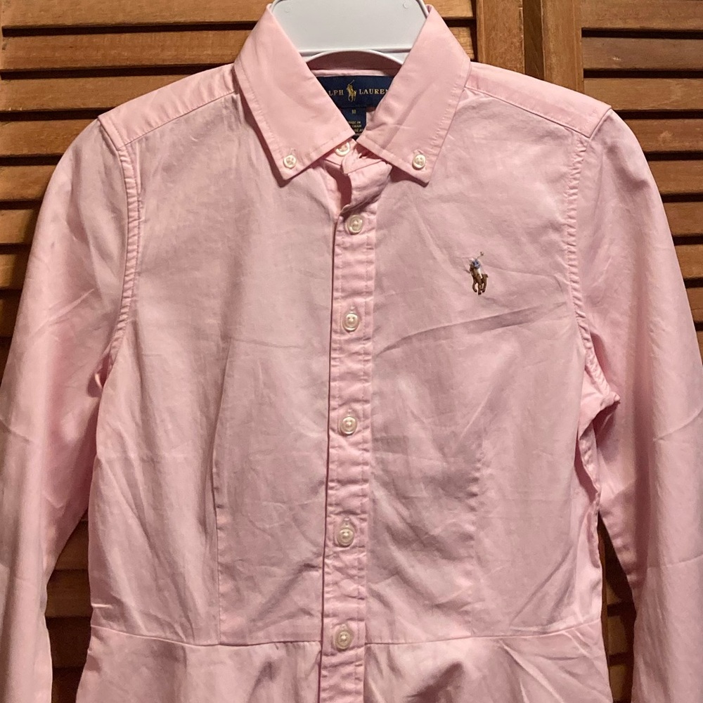 Ralph Lauren Pink Buttoned Collar Shirt Dress - Picture 2 of 13